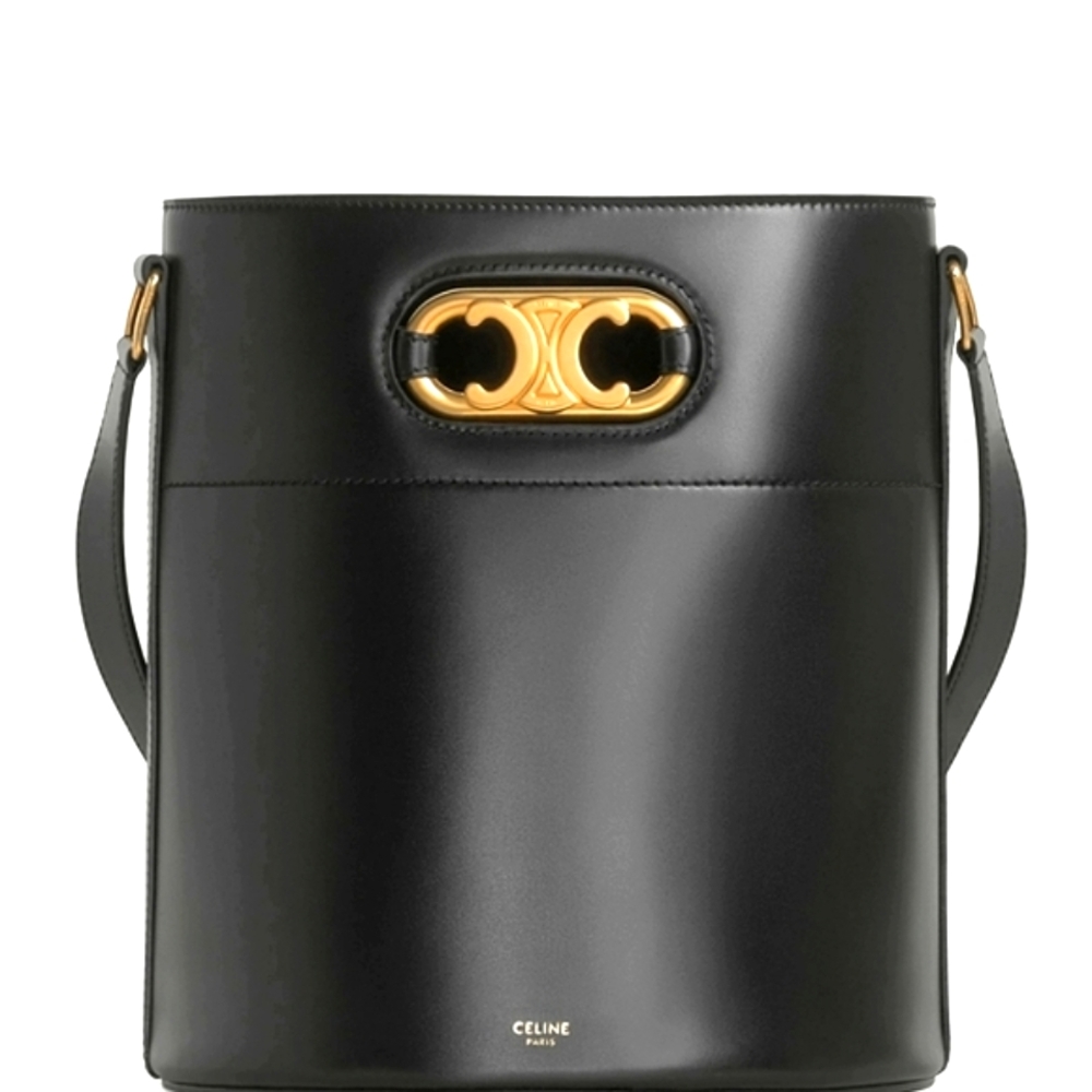 CELINE Black Maillon Triomphe Bucket Bag